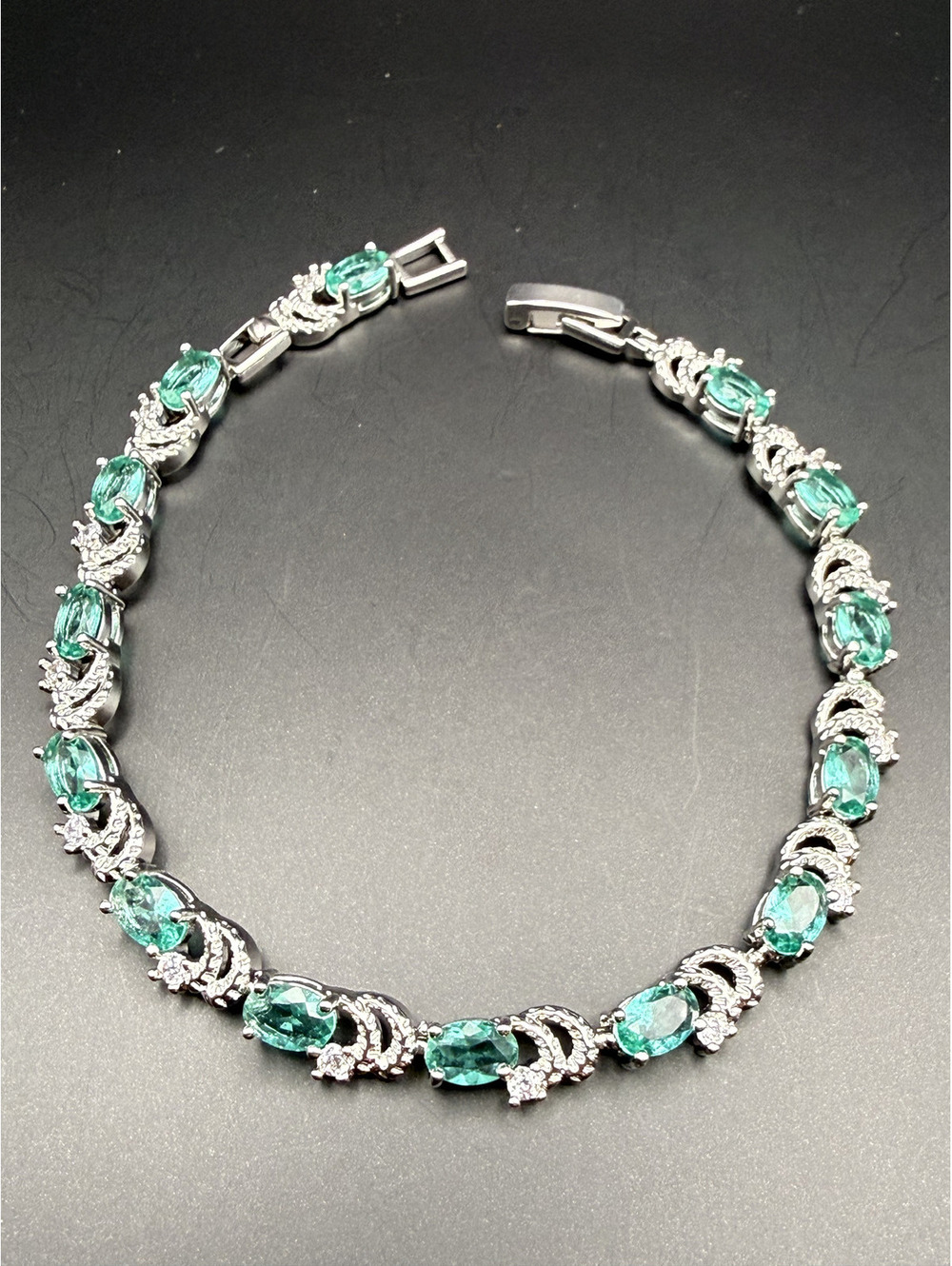 candy+clover elite pale aqua crystal 14k white gold plated bracelet